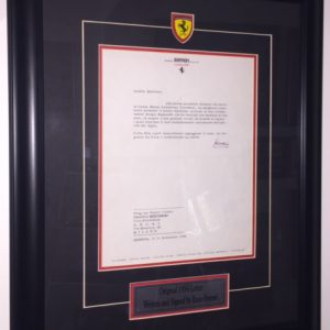 1956 Enzo Ferrari signed Factory Letter - framed