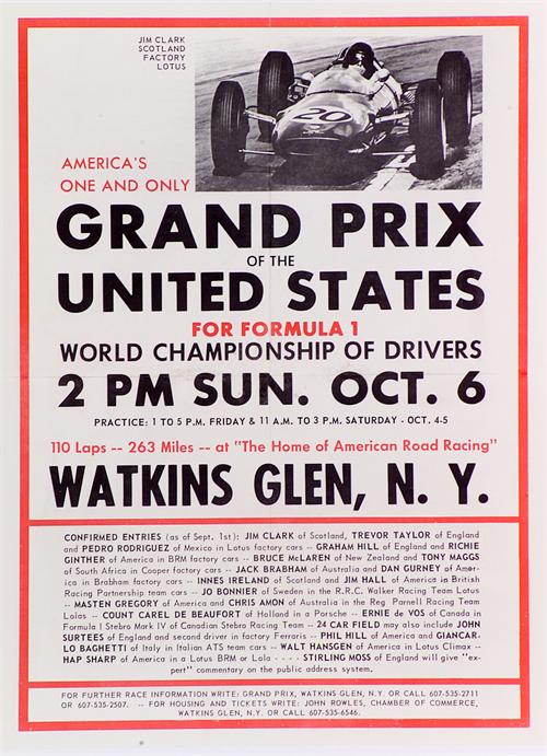 1963 USGP at Watkins Glen Event Poster
