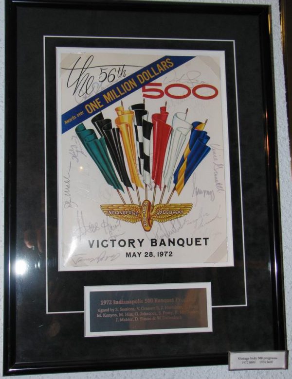 1972 Indy 500 multi-signed banquet program