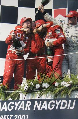 2001 Hungarian GP photo signed by Michael Schumacher