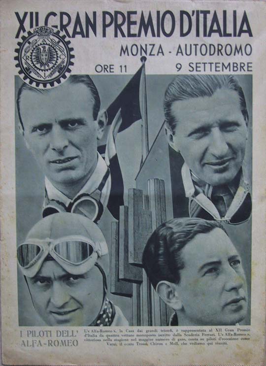 1934 Gran Premio Italia program