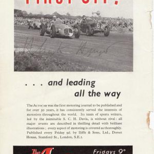 1949 Daily Express program page signed by Ascari