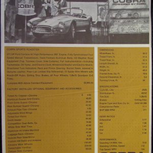 1963-5 AC Shelby Cobra 289 brochure