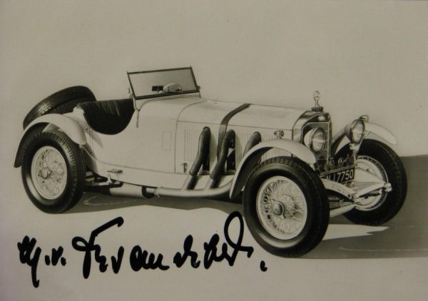 1928 Mercedes SSK postcard signed by Manfred Von Brauchitsch