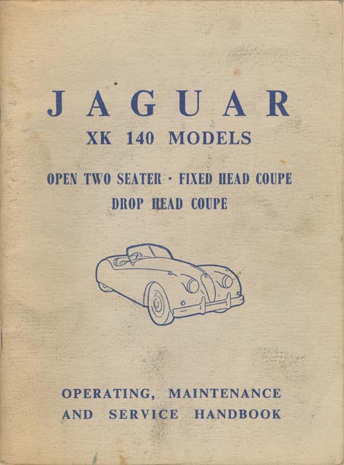 1955 Jaguar XK140 owner's manual