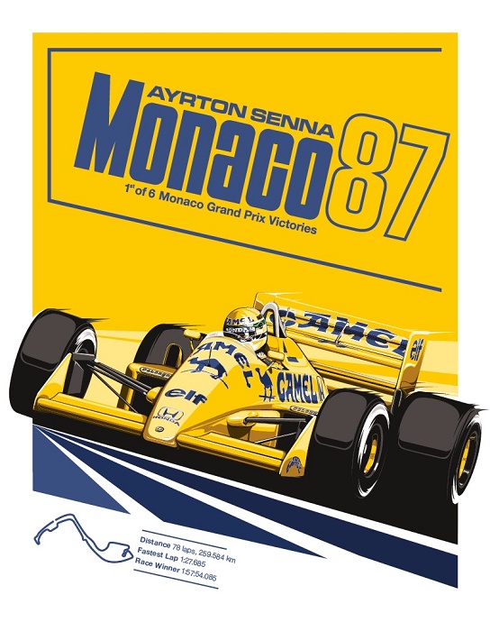 1987 Ayrton Senna Monaco GP tribute poster