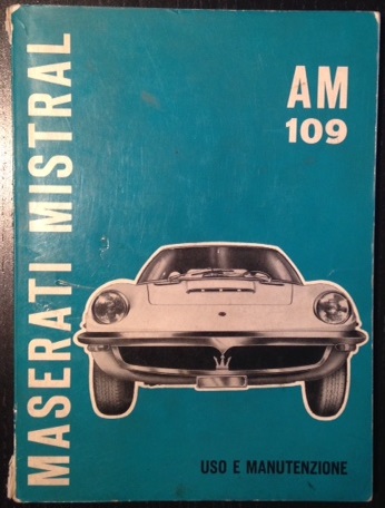 1963 Maserati Mistral owner's manual