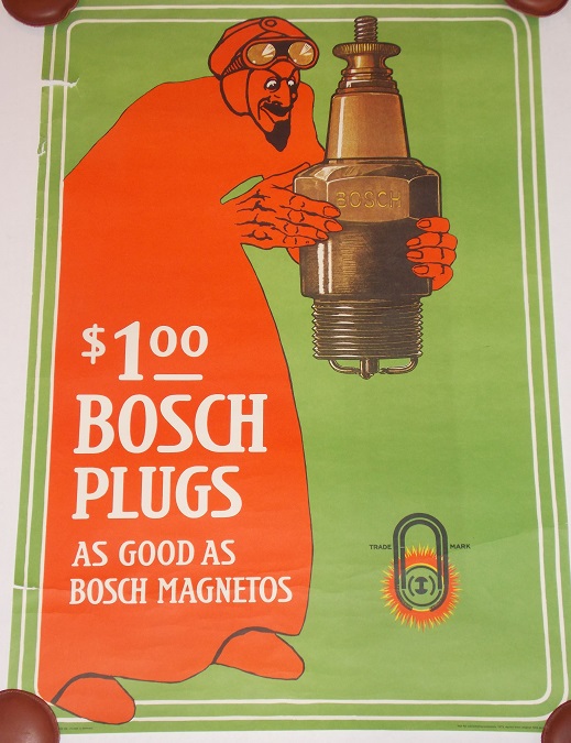 1910s Bosch spark plug advertisement poster reprint