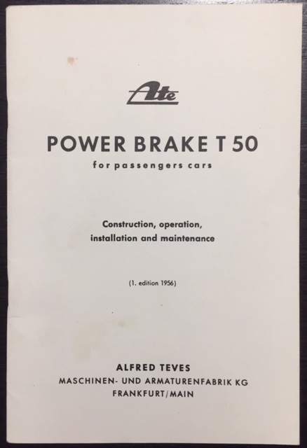 1956 Mercedes 300SL 'ATE Power Brake T50' booklet