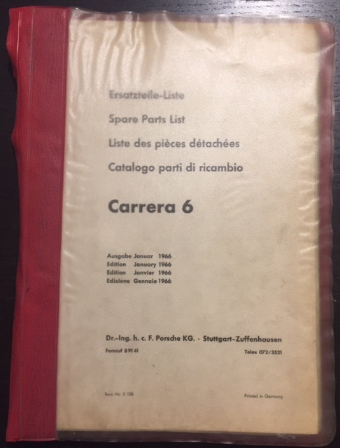 1966 Porsche 906 'Carrera 6' factory spare parts list
