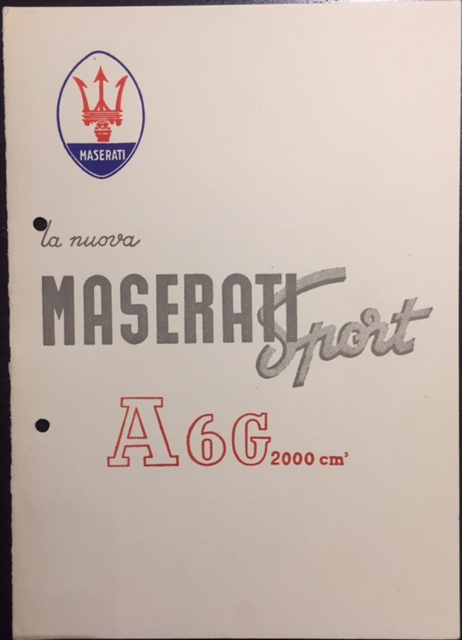 1951 Maserati Sport A6G/2000 brochure