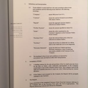 1992 McLaren F1 sales contract