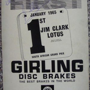 1965 Jim Clark signed 'Girling Disc Brakes' advertisement