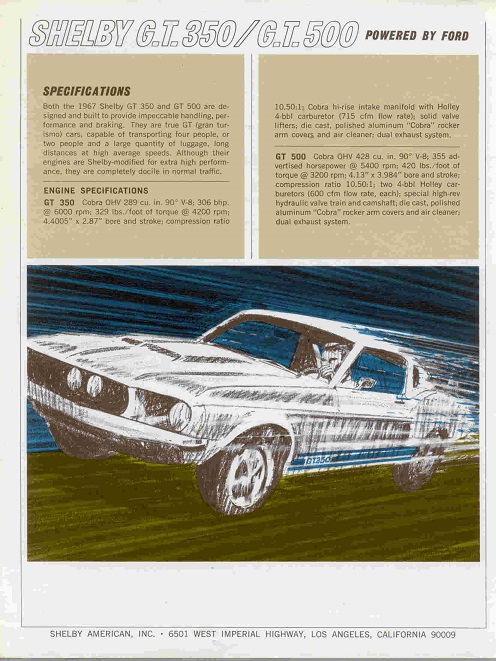 1967 Shelby GT350 / GT500 Mustang brochure