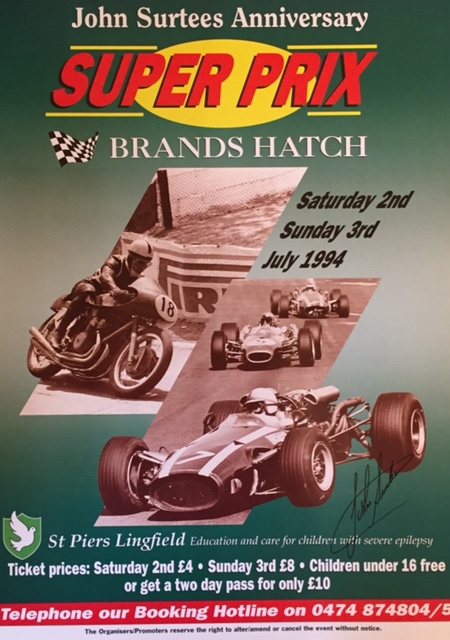 1994 Superprix at Brands Hatch poster signed by John Surtees