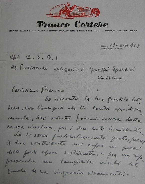 1952 Franco Cortese written & signed letter