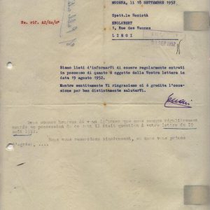 1952 Enzo Ferrari Factory Letter signed
