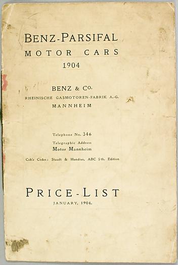 1904 Mercedes price list