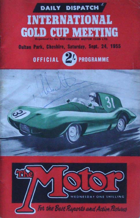 1955 International Gold Cup at Oulton Park program signed by Hawthorn