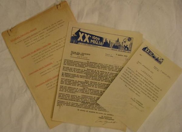 1953 Mille Miglia document assortment