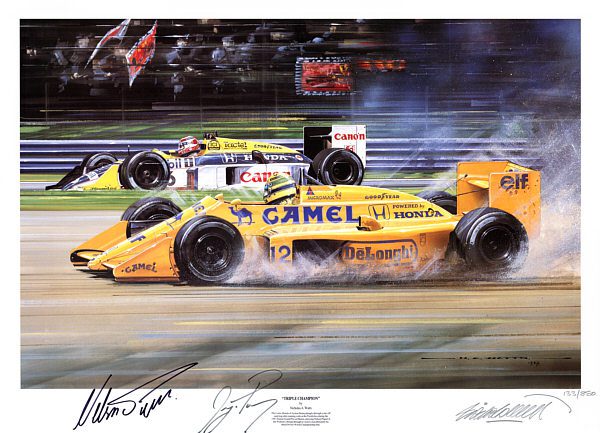 1987 - Triple Champion - signed by Senna & Piquet