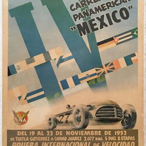 1953 Carrera Panamericana Mexico original event poster