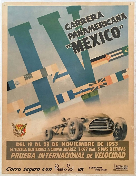 Collector Studio - Fine Automotive Memorabilia - 1953 Carrera Panamericana  Mexico original event poster