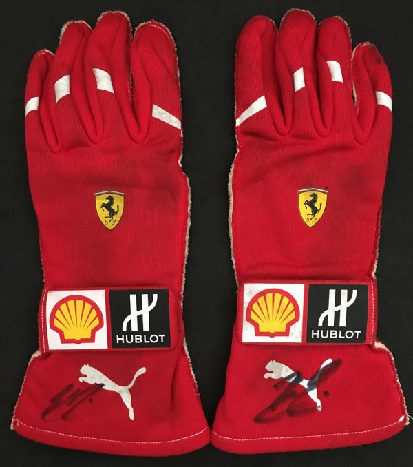 2018 Kimi Raikkonen signed and used Ferrari gloves