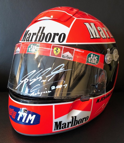 2001 Michael Schumacher Ferrari race win helmet