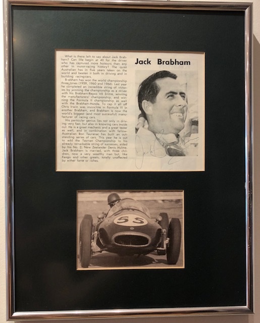 1960s Jack Brabham framed signed presentation