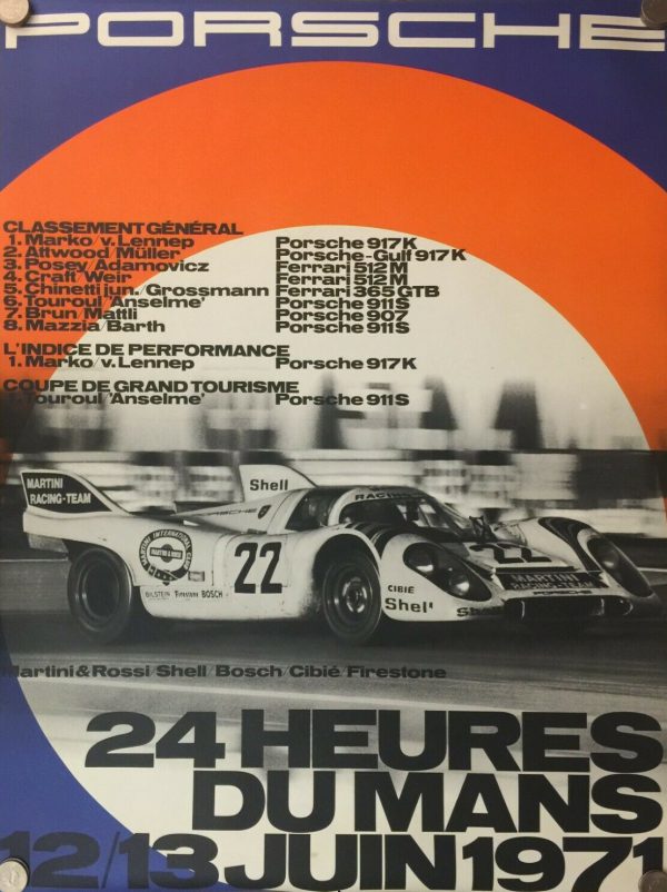 1971 Porsche Factory 24 Hrs of Le Mans poster