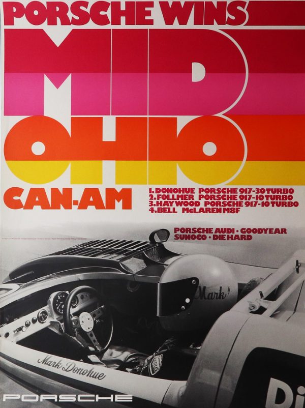 1973 Porsche factory poster - 'Porsche Wins Mid Ohio Can-Am'