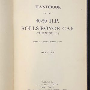 1931 Rolls Royce Phantom II owner's handbook 'condensed'