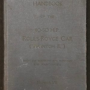 1931 Rolls Royce Phantom II owner's handbook