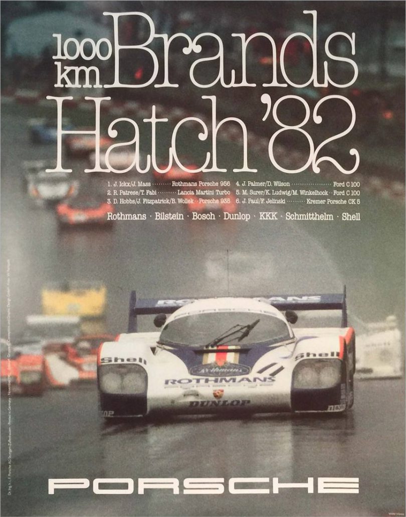 Collector Studio Fine Automotive Memorabilia 1982 Porsche Factory 1000km of Brands Hatch poster