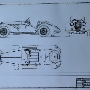 1937 Alfa Romeo 8C 2900 B Spider chassis blueprint