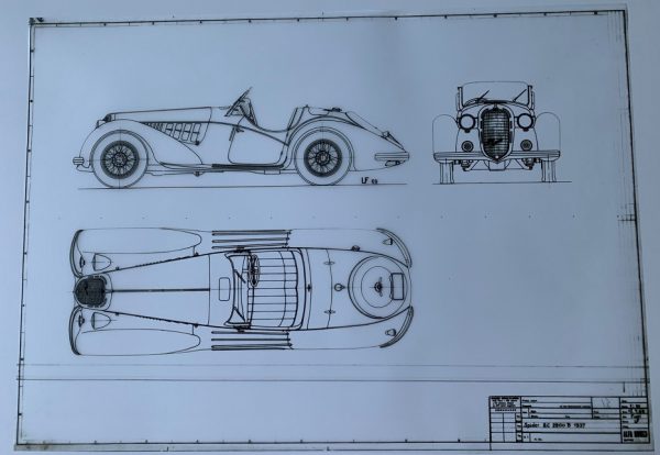 1937 Alfa Romeo 8C 2900 B Spider chassis blueprint