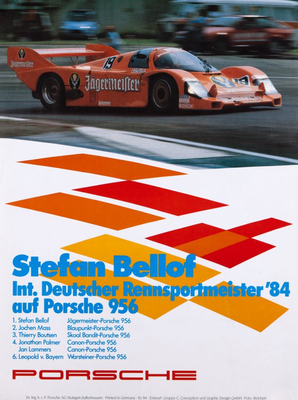 1984 Porsche Factory poster Stefan Bellof German Sportscar Champion
