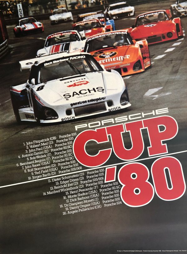 1980 Porsche factory Porsche Cup championship poster