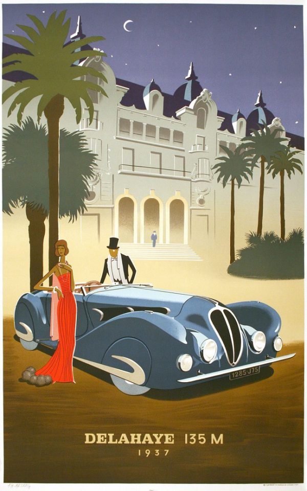 1937 Delahaye at Monaco poster by Masseau