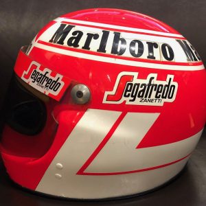 1985 McLaren Niki Lauda GPA race used helmet