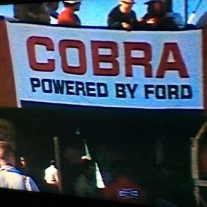 1963 Shelby 'COBRA Powered by Ford' banner - signed by Carroll Shelby