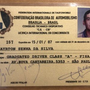 1987 Ayrton Senna FIA license - signed