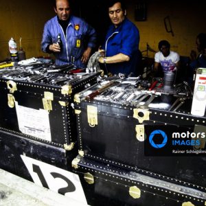 JULY 19: North American Racing Team mechanics lay out their tools in the pits during the 24 Hours of Le Mans on July 19, 2019. (Photo by Rainer Schlegelmilch)