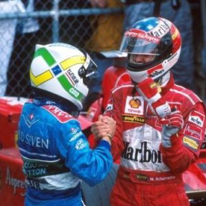 Winner Michael Schumacher(GER) Ferrari F300, right with 2nd place Giancarlo Fisichella (ITA) Benetton
Formula One World Championship, Canadian Grand Prix, Montreal, Canada, 7 June 1998.