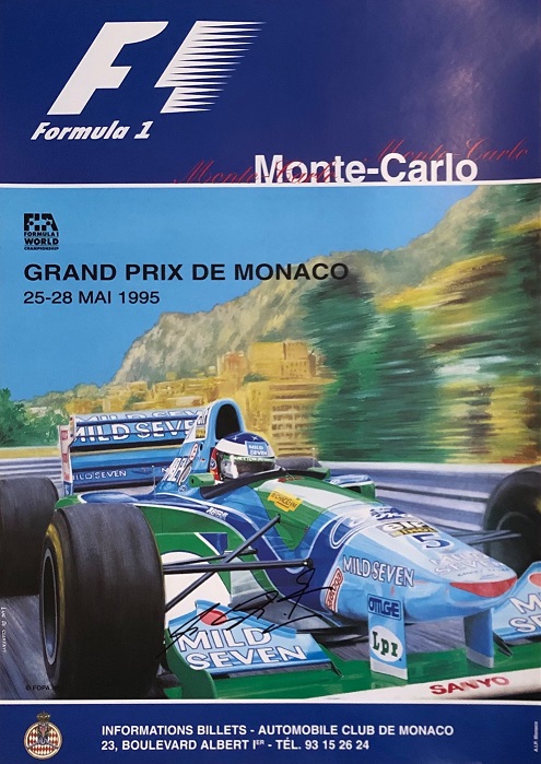 1995 Monaco GP original poster signed by Michael Schumacher