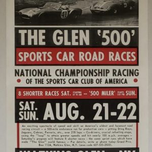 1965 Watkins Glen '500' SCCA event poster
