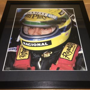 1986 Ayrton Senna Lotus signed photo - framed
