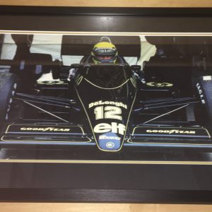 1986 Ayrton Senna Lotus signed photo - framed