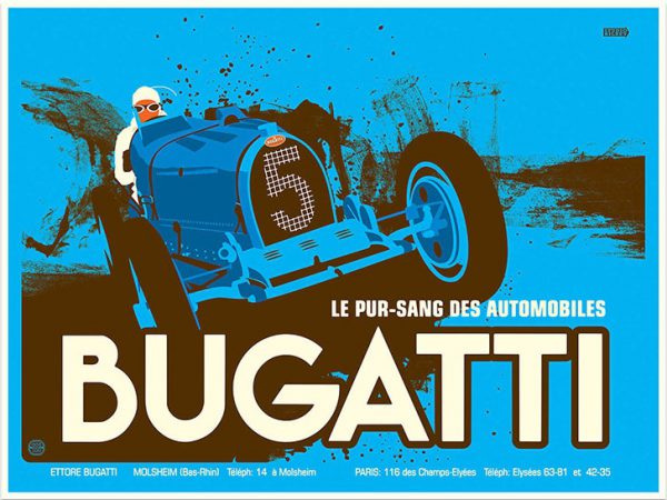 1930s Bugatti retro advertising poster print